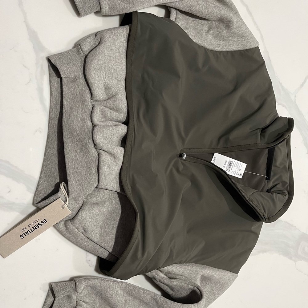Kids Olive and Gray Half-Zip Hoodie